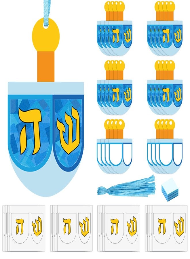 Mooliwe 24 Sets Hanukkah Crafts Make Your Own Hanukkah Dreidel Tissue Paper Craft Kits DIY Dreidel Tissue Sign Hanging Ornaments for Chanukah Party Holiday School Activities - Image 1
